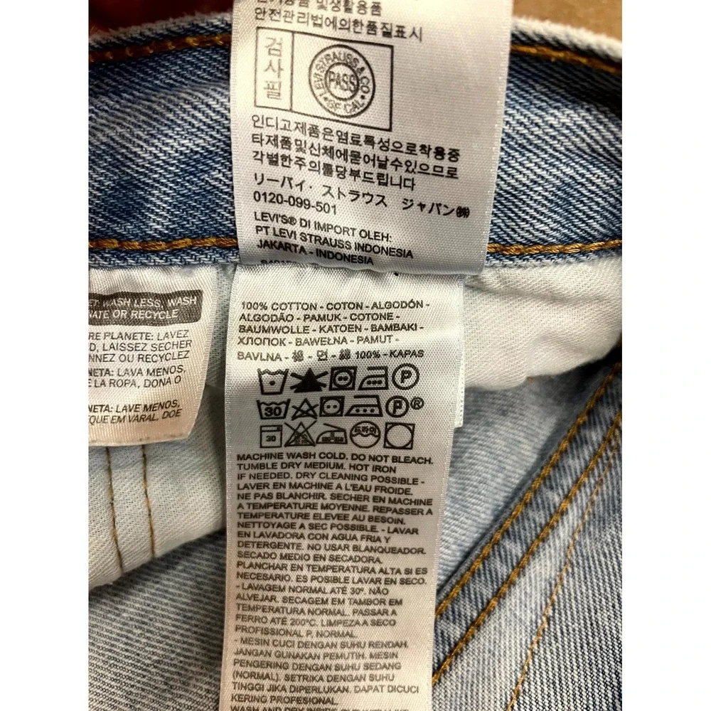 Levi's 501 Original Jeans Men 31x32 Blue Denim Stonewash Cotton Raw Hem Straight